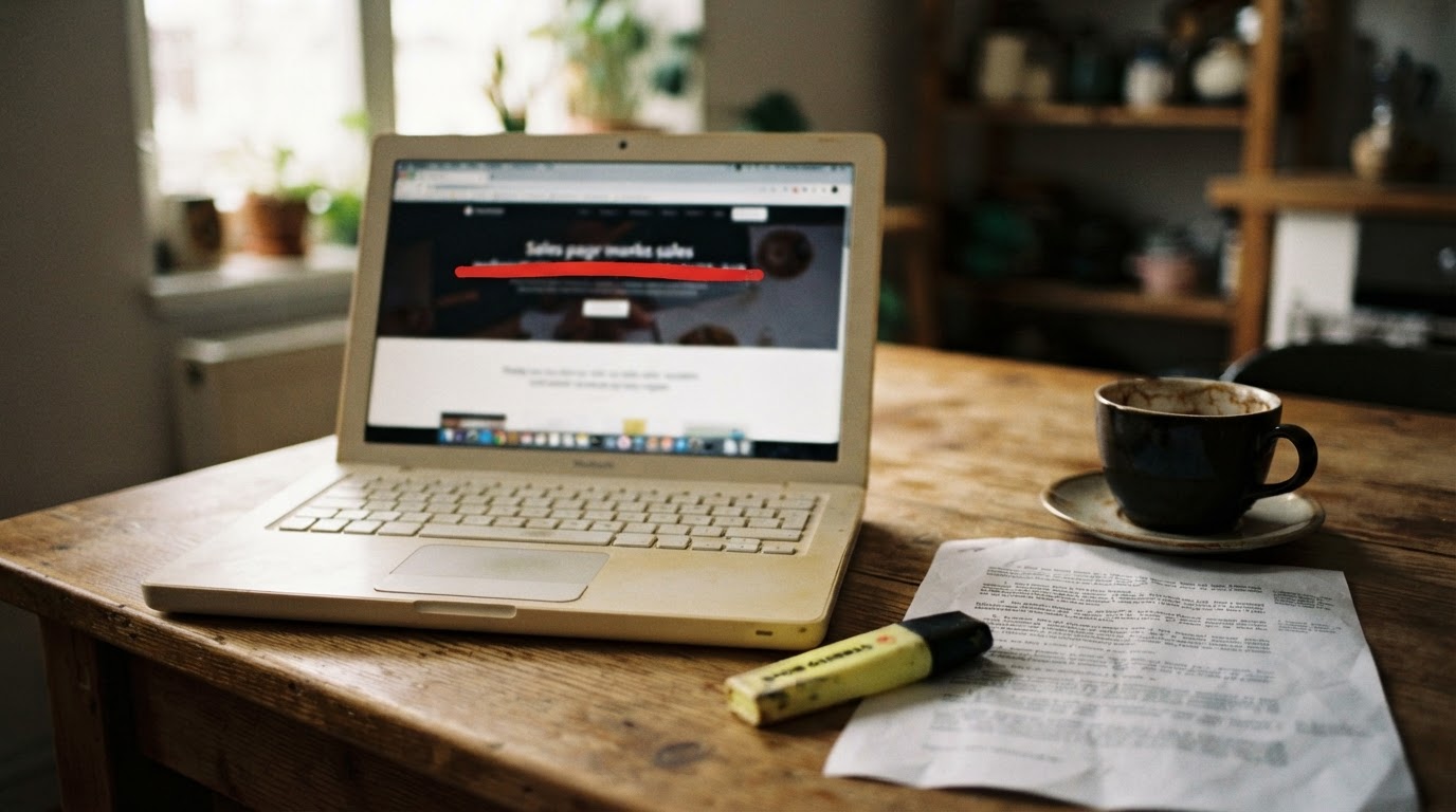 A coaching website open on a laptop beside a printed statute and a red marker on a kitchen table.